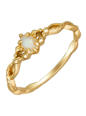 法式复古S925银天然澳宝戒指