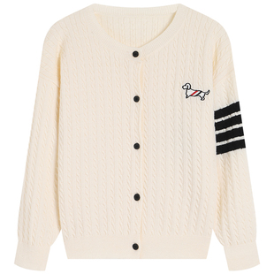 YUSONG◆2024春秋新款男童女儿童装tb英伦风四杠针织开衫毛衣外套