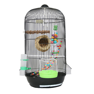 新款豪华圆型鸟笼子鹦鹉笼子 大号金属别墅虎皮玄凤八哥鹩哥牡丹