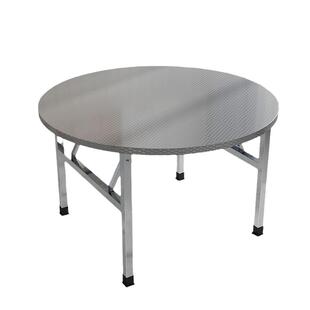 出租房不锈钢折叠圆桌户外烧烤酒席家用餐桌加厚餐厅吃饭圆台桌子