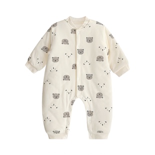 宝宝夹棉哈衣新生婴儿男童保暖爬服初生儿加厚连体睡衣0-2岁外穿