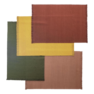 进口nanimarquina纯羊毛手工轻薄纯色简约黄色绿色藏红色地毯块毯