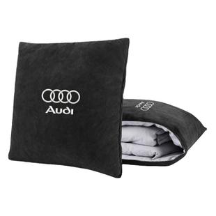 奥迪刺绣汽车抱枕被两用A6L/A4L/Q5/Q3腰靠后排睡觉四季车用靠枕