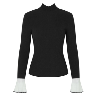 IDPAN秋冬打底衫女新款设计简约百搭羊毛内搭半高领针织衫女