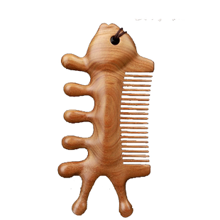 加厚按摩梳子头部经络梳天然檀木梳子眼部肩颈脸部鱼骨整料宽齿