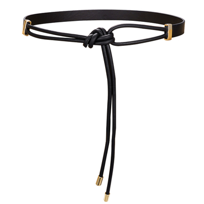 羊皮细腰带女士打结配大衣西装