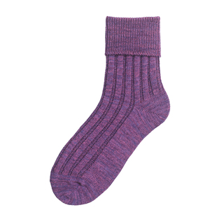 Beeff女 复古折叠纹理长袜中筒袜子 日系混纺粗针 简约法式FUDGE