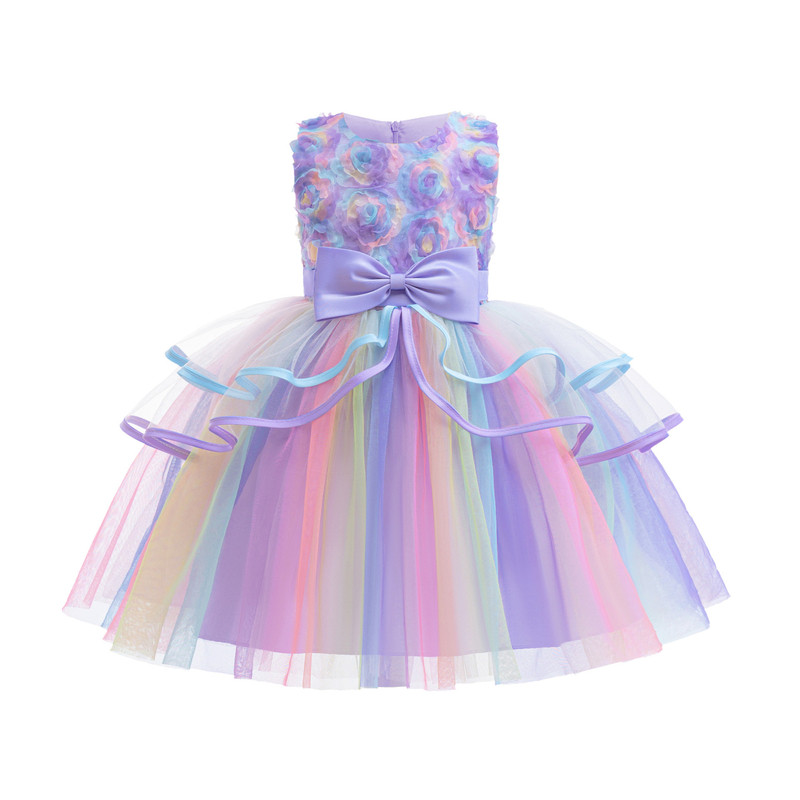 新款女宝宝六一花朵礼服裙