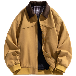 乱步复古潮牌cityboy工装底特律外套男街头宽松百搭撞色翻领夹克