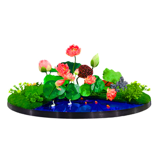 酒店餐厅园桌转盘中间摆花摆件新中式仿真花装饰品微景观茶室商用