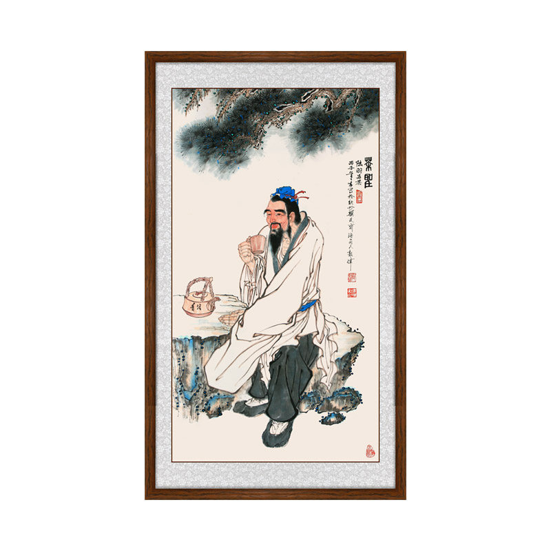 国画茶圣陆羽画像新中式茶楼挂画