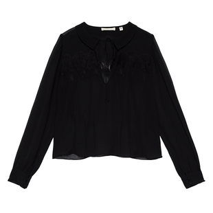 DOEN法式刺绣100%桑蚕丝衬衫女上衣高级感轻奢减龄洋气爆款衬衣