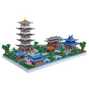 杭州西湖积木2025新款高难度巨大型建筑拼装玩具男孩系列礼物拼插