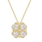 周大生四叶草纯银项链女高级感轻奢小众爱心锁骨链新年礼物送女友