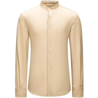 柏品立领暗门襟衬衫男