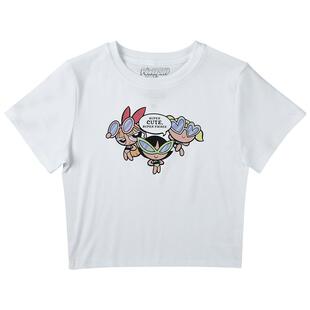 美式小众设计甜美可爱飞天小女警卡通印花纯棉辣妹风短款圆领T恤