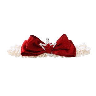 婴儿发带红色公主风皇冠立体蝴蝶结婴幼儿宝宝发饰小月龄头饰女孩