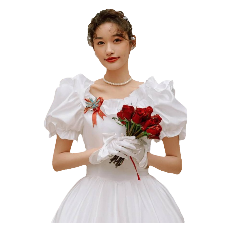 复古港风婚纱写真礼服