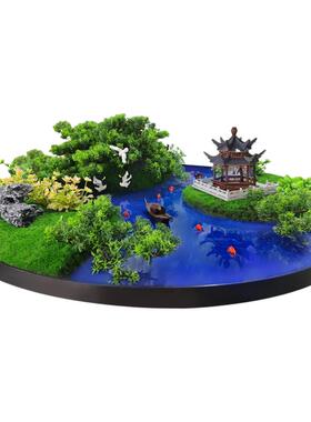酒店大圆桌中间转盘摆花餐厅造景
