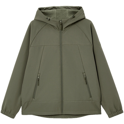 【防泼水】杰克琼斯外套男款秋宽松连帽软壳夹克户外运动上衣男装