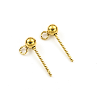 钢本不锈钢圆珠耳针饰品配件diy耳饰吊饰件耳钉时尚简约手工钛钢