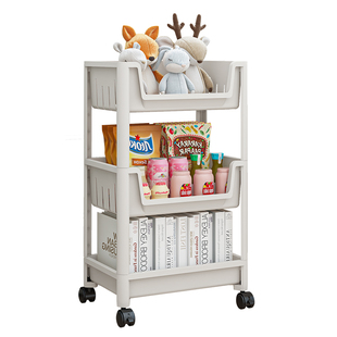 桌下书架家用落地置物架客厅零食玩具收纳架儿童书柜可移动小推车