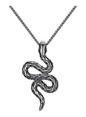 网红复古潮流男女时尚钛钢银色蛇形吊坠项链嘻哈趣味高档配饰项链
