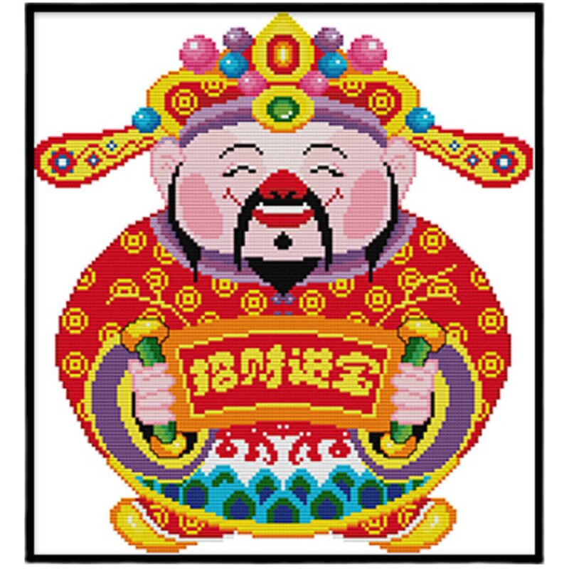 新款客厅十字绣招财进宝