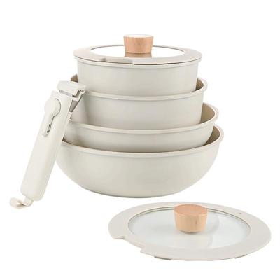 可拆卸锅具套装不粘锅煎锅炒锅