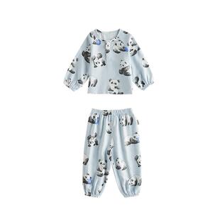 Oak Family春秋儿童家居服套装男女宝宝圆领空调睡衣透气分体套装