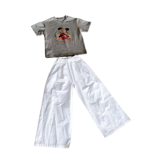 女童夏季套装2026新款洋气女孩韩系短袖T恤大童休闲阔腿裤两件套