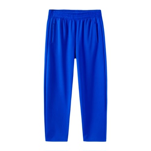 男女加肥加大校服裤蓝色纯棉校裤秋冬裤子运动裤长裤宝石蓝舞蹈裤