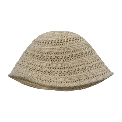 日系纯色针织镂空渔夫帽子女春夏