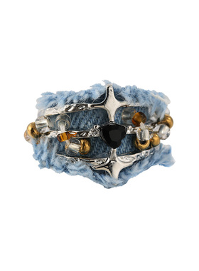 花迹牛仔布艺星芒戒指