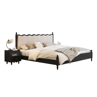 法式床复古实木床1.8米主卧储物床美式床1.5米小户型民宿中古风床