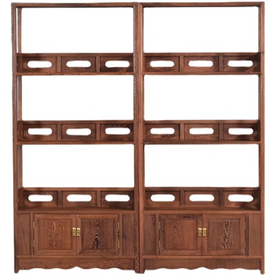 鸡翅木书架落地新中式展示架实木