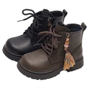 小米步女童加绒靴子2025冬季新款时尚洋气短靴儿童二棉英伦风靴子