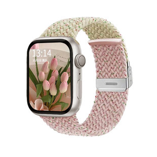 适用applewatch11/10表带S9新款撞色编织卡扣苹果手表iwatchs8/7/6/5/4尼龙回环se3秋冬ultra男女替换带配件