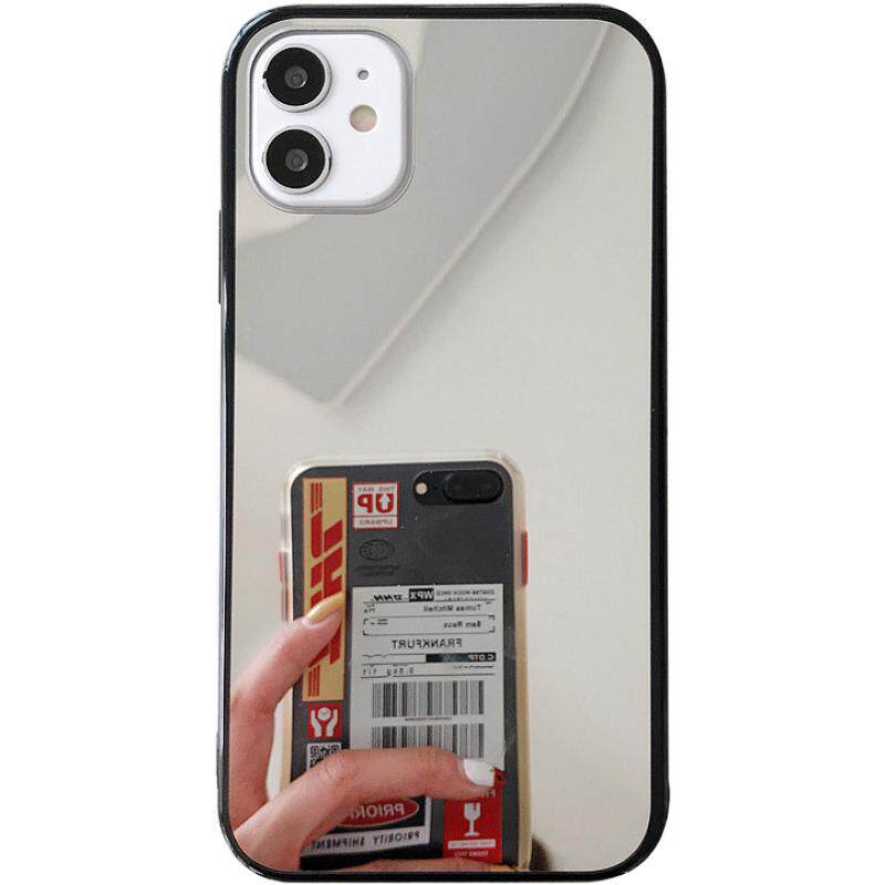 银色电镀全屏镜面适用于iphone16手机壳15proMAX简约17air补妆镜子苹果12硅胶套14plus个性13防摔