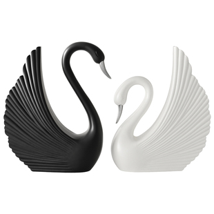 高端小众艺术天鹅摆件酒柜展示架高级感客厅电视柜家居装饰工艺品