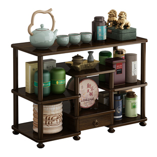 桌面小型博古架多宝阁茶具架中式茶桌上收纳置物架子实木茶台摆件