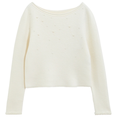 bebe冬季新款花边套头针织上衣