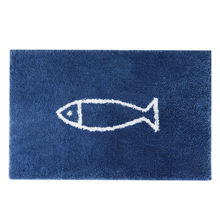 霜山卫生间地垫蓝色小鱼吸水防滑垫卧室厕所门口脚垫洗手间地毯