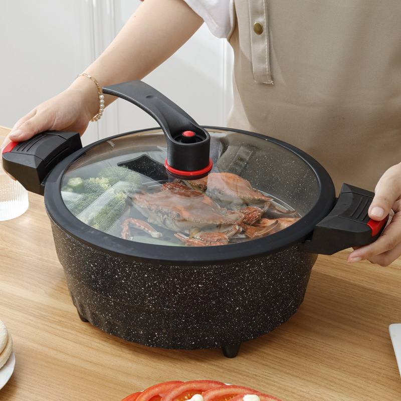 新款7L微压锅电电锅微微速食压电粘不家用火锅压多功能锅麦饭石