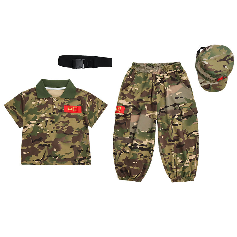 儿童迷彩服套装夏季女童特种兵训练服小男孩短袖两件套六一演出服