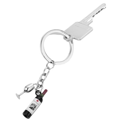 德国TROIKA拓意卡葡萄酒瓶酒杯创意造型钥匙扣链金属镀铬男女挂饰