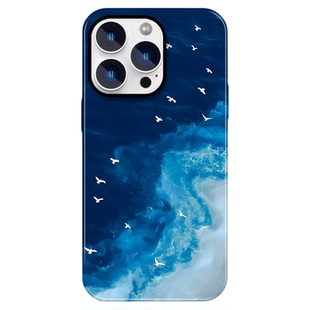 ins风油画深海蓝手机壳菲林适用苹果16小米15华为p80pro真我Neo7荣耀400一加13红米k80至尊OPPOa5x三星iqooz9