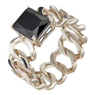 Riotlily艾特里里都市链接戒指黑金锆石镂空链条个性新年女款