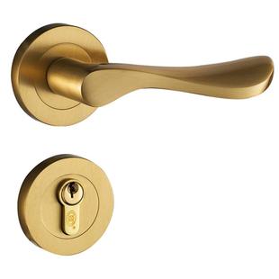 三环黄铜分体门锁现代简约室内卧室静音实木房门把手全铜锁具0151