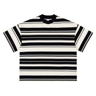 IDLT320g重磅宽松条纹落肩短袖T